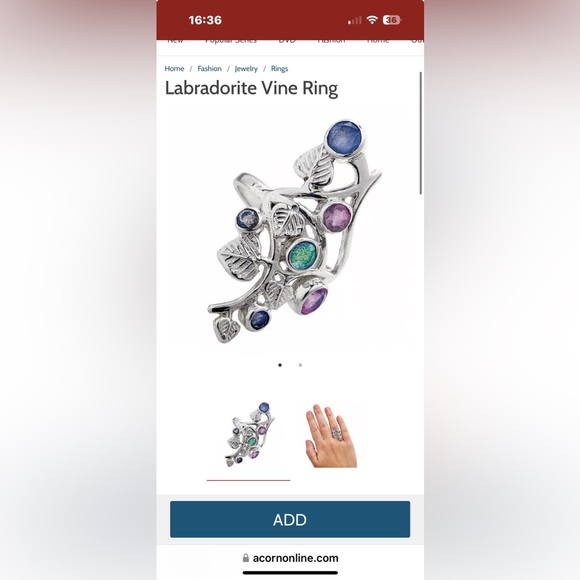 Labradorite Vine Ring - Picture 2 of 5